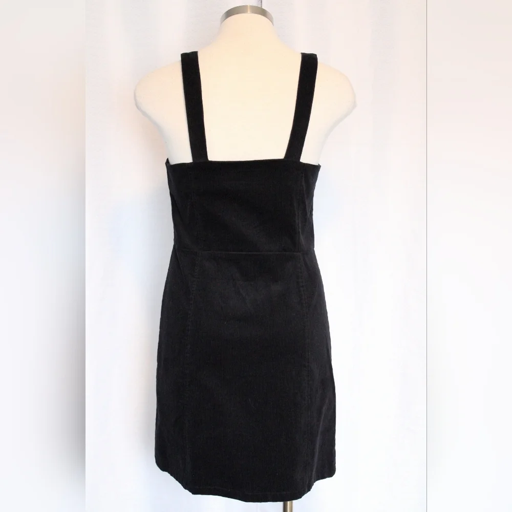 Material Girl Black Corduroy Mini Dress M Sweetheart Ring Zip - Picture 2 of 7